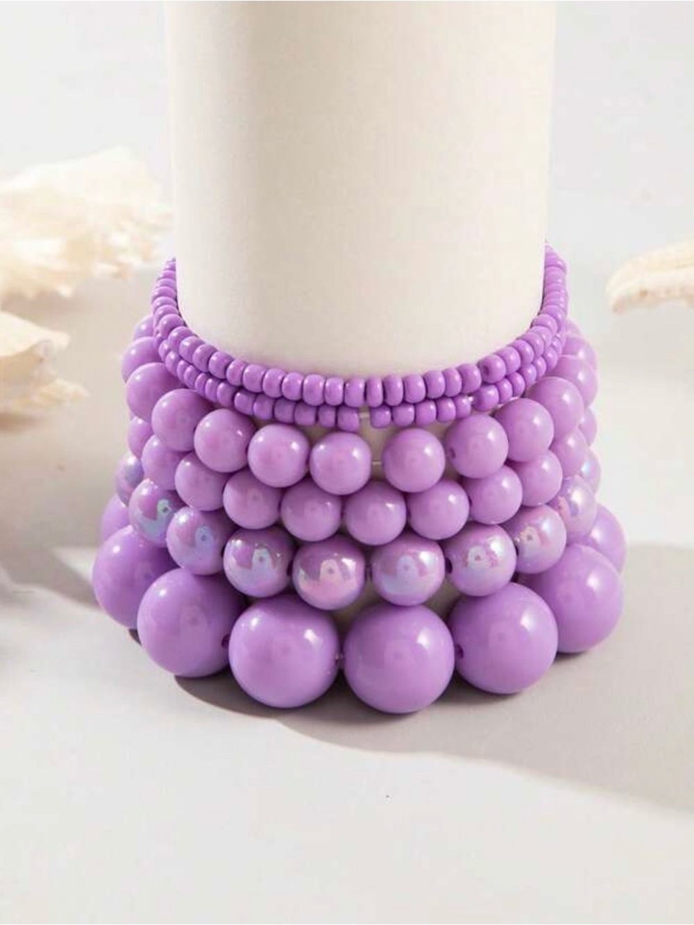 Lavender Purple Beaded Stack Bracelet Set - Picture 3 of 8